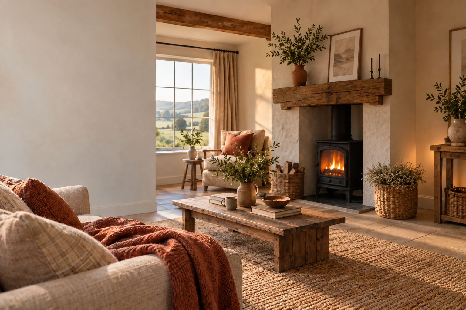 A warm, welcoming holiday cottage living room